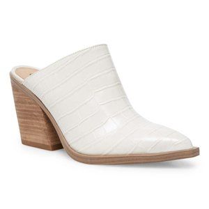 Steve Madden Bone White Croc-embossed Alanna Mules SlidesSize 8 NIB